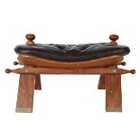 Black Leather Camel Stool