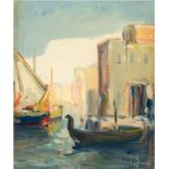 "Venedig", Öl/Hartfaser, undeutl. sign. u.r., 45,5x35 cm, Rahmen