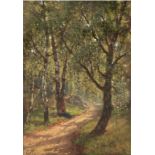 Rummelhoff, Barthold Christian (1844 Mandal-1892 Arendal) "Norwegische Landschaft-Rast im Wald", Öl