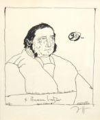 Janssen, Horst (1929 Hamburg-1995 Hamburg) "Knut Hamsun", Litho, mit Bleistift handsign. u.r., 27x2