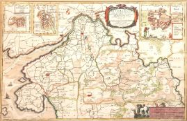 Historische Karte "Dithmarsiae pars Septenttionalis", 17. Jh., handkolorierter Kupferstich, mittig 