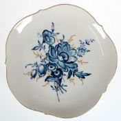 Meissen-Teller, Blaue Blume mit Goldgräsern, Aquatinta, großer Ausschnitt, 1. Wahl, Dm. 18,5 cm