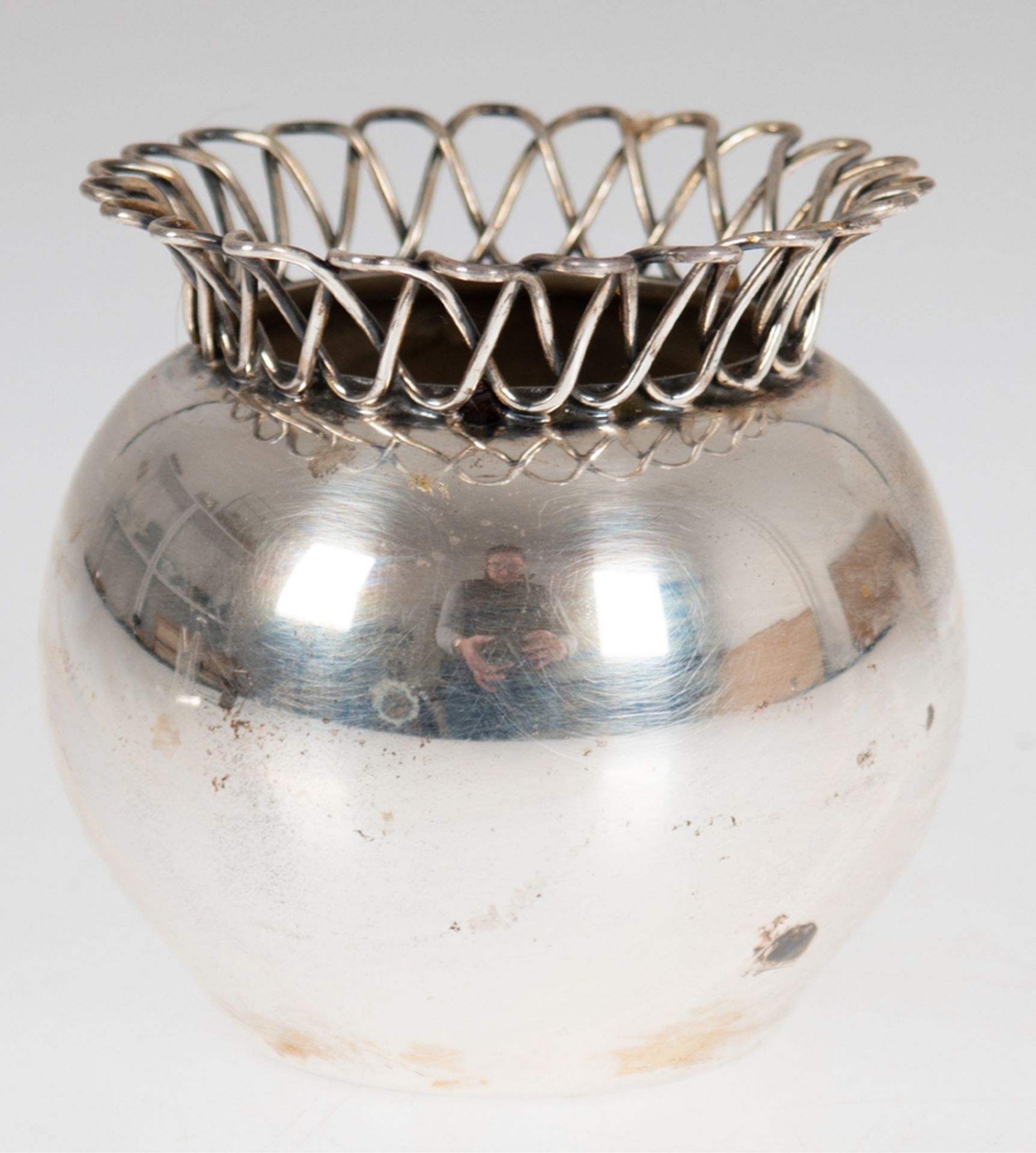 Vase mit Flechtkragen, 925er Silber, punziert, 130 g, H. 8,2 cm