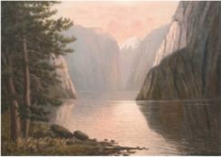 Reich-Staffelstein, Prof. Alexander (1878-1942) "Abendstimmung in norwegischer Fjordlandschaft", Öl