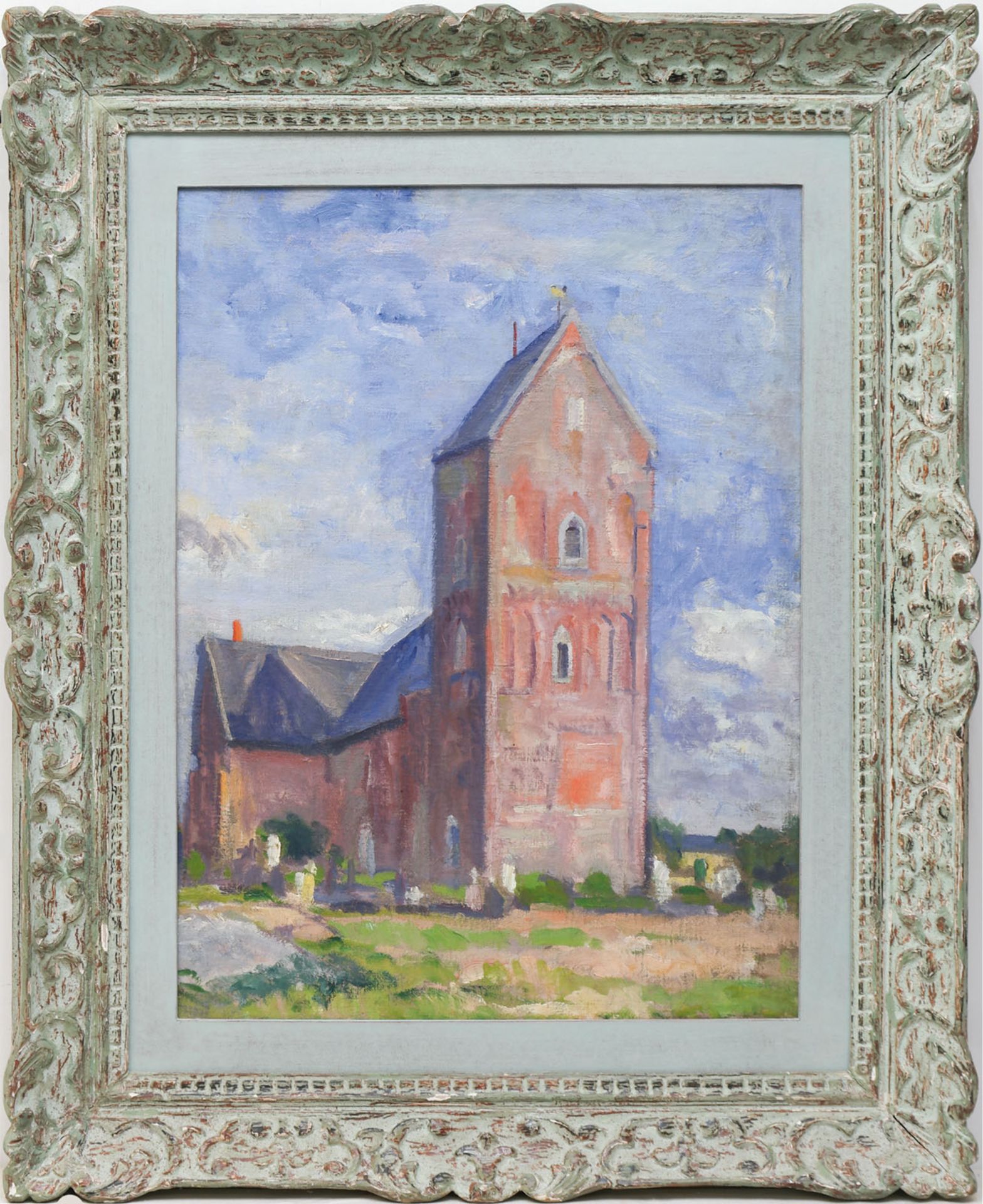 Kother, Paul (1878 Leipzig-1963 Weimar) "Ansicht einer Dorfkirche", Öl/Lw., rückseitig bez. und WVZ - Image 2 of 2