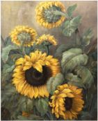 Reine, Käthe (1894 Halver(Westfalen-1976 Rostock) "Sonnenblumen", Öl/MP., sign. u.r., 75x60 cm, Rah