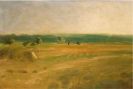 Paulsen, Julius (1860 Odense-1940 Kopenhagen, Dänemark) "Weite Landschaft", Öl/Lw., monogr. u.r., 4