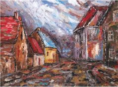 Monogrammist "HP" "Dorfstraße in Worpswede", Öl/Lw., monogr. u.r., und dat.´78, 40x50 cm, Rahmen