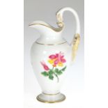 Meissen-Milchkännchen, Schwanenhenkel, Bunte Blume 1, Goldränder und -staffage, 2 Schleifstriche, H