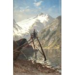 Rummelhoff, Barthold Christian (1844 Mandal-1892 Arendal) "Norwegische Landschaft-Fjordlandschaft",