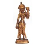 Bronze-Figur "Maya Dewi", braun und golden patiniert, H. 29 cm
