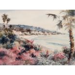 Basler Burr, Ruth "Kalifornische Küste", Graphik, in der Platte signiert u.l., 38,5x49 cm, hinter G