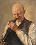 Weidlich, Kunz (1878 Hultschin-1940 Nürnberg) "Ein guter Tropfen", Öl/Lw., sign. o.r., 53x42 cm, Ra