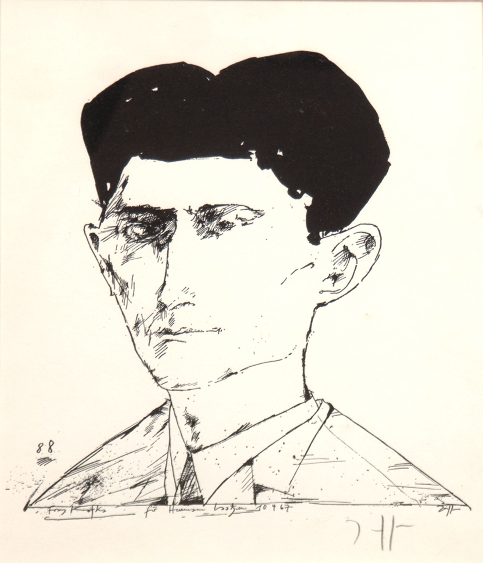 Janssen, Horst (1929 Hamburg-1995 Hamburg) "Franz Kafka", Litho, mit Bleistift handsign. u.r., 27x