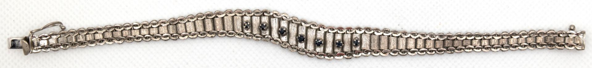 Armband ca. 70er Jahre, 835er Silber, 6 blaue Saphire, Länge ca. 19 cm