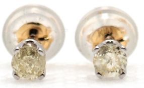 Ohrstecker, WG 14 kt., Brillanten 0,20 ct., Aufstecker aus Silikon mit Goldinlay