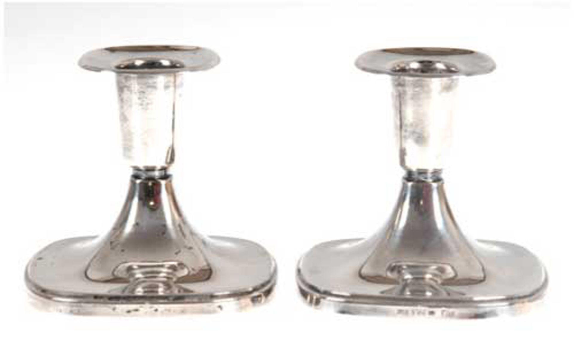 Paar Kerzenhalten, Silber, Schweden 1965, signiert "T. Eloh", Stand gefüllt, quadratischer Fuß und 