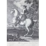 Ridinger, Johann Elias (1698 Ulm-1767 Augsburg) "Der Galop gerad aus lincks", Reitschulblatt, Kupfe