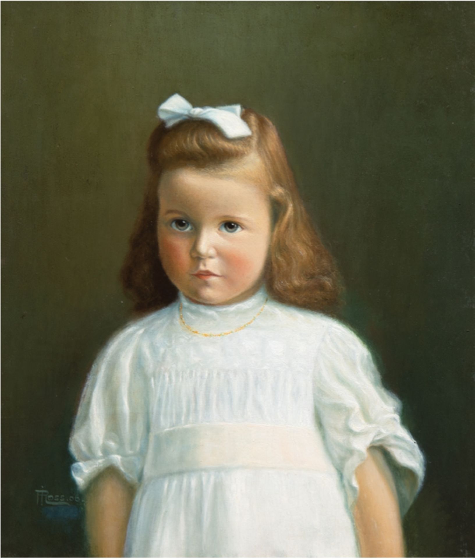 Ross, A. "Porträt eines Mädchens im weißen Kleid", Öl/Hartfaser, sign. u.l. und dat. ´66, 47x38 cm,