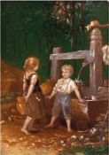 Meyer von Bremen, Johann Georg (1813 Bremen-1886 Berlin) "Kinder am Brunnen", Öl/H., monogr. "M.v.B