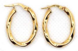 Paar Ohrhänger, 750er GG, ovale Form mit Spiraloptik, 2,5x1,8 cm