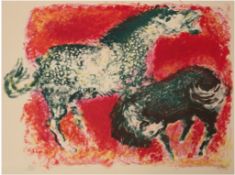 "Pferde", Grafik 70/100, undeutl. sign. u.r., 62x77 cm, ungerahmt
