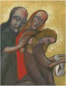 Maler des 20. Jh. "Heilige Familie", Öl/MP., unsigniert, 35,5x26 cm