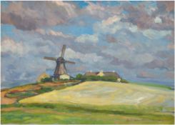 Wehrmann, Hermann (1897 Hamburg-1977 Glückstadt) "Norddeutsche Landschaft mit Windmühle", Öl/Mp., s