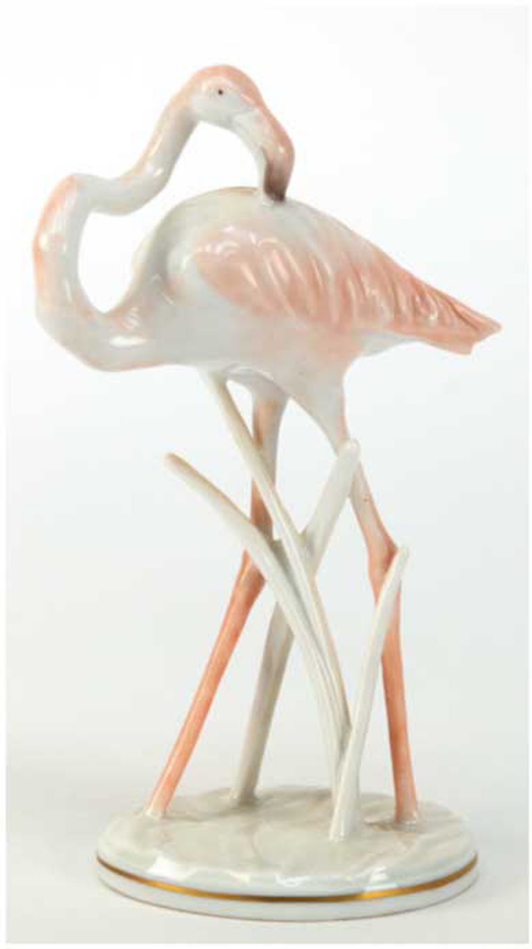 Porzellanfigur "Flamingo", Rosenthal, Entwurf Fritz Heidenreich, signiert, Modellnr. 1522, handbema