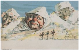 Bergpostkarte nach Emil Nolde "Jungfrau Mändi und Eiger", farbiger Klischeedruck F. Killinger Züric
