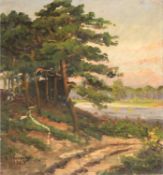 Sternitski, K. ? "Märkische Seenlandschaft", Öl/Mp., signiert und datiert 1929 u.l., 29x24 cm, Rahm