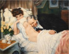 Fourmand, W.  (19./20.Jh.) "Amouröses Paar", Öl/Lw., sign. u.r. und dat. 1904, 1 kl. Hinterlegung, 