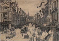 Rusché, Albert Moritz (1888 Zeddenick-1869 Magdeburg) "Köln - Glockengasse", Litho,  in der platte 