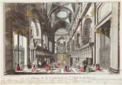 Guckkastenbild, 18. Jh. "Le Choeur de la Cathedrale de St. Paul de Londre", mit handschriftlichen N