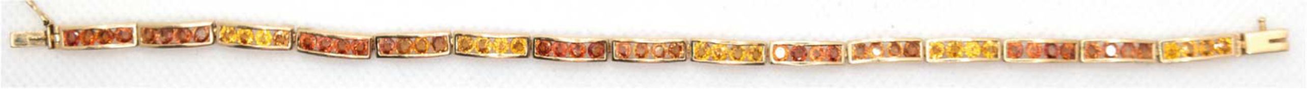 Armband, 585er GG, besetzt mit 60 Citrinen, multicolor, 9,5 g, 15 stabförmige, leicht gebogene Glie