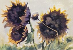 Bochmann, Heinz (1921 Oelsnitz- 2011 Bad Doberan) "Sonnenblumen", Aquarell, signiert u.l., im Passe