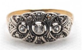 Art-Deco-Ring, 18 kt./ 750er Gold, weiße Topase, RG 57, Innendurchmesser 18,1 mm