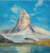 "Matterhorn", Öl/Hartfaser, undeutl. sign. u.l., 59x49,5 cm, ungerahmt