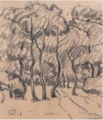 Rusche, Albert Moritz (1888 Zeddenick-1969 Magdeburg) "Bäume",  Zeichnung, monogr. u.l. und dat. ´1
