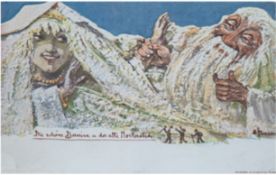 Bergpostkarte nach Emil Nolde "Die schöne Bernina und der alte Morteratsch", farbiger Klischeedruck