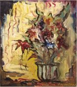 Schulz, Robert Erich (20. Jh.) "Expressionistisches Blumenstilleben", Öl/Hf., signiert u.r., 58,5x4