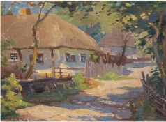 Russischer Impressionist "Sommerliche Idylle", Öl/Mp., sign. u.l., 24x29,5 cm, Rahmen