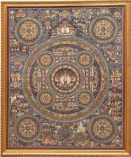 Tibetischer Thangka "Vielfigurige Darstellungen-traditionelle buddhistische Ikonografie", feine pol