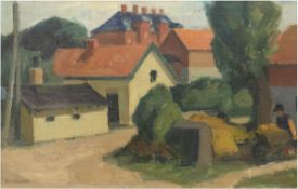 Löndal, Eiler (1887-1971) "Dänische Dorfszene", Öl/Lw., sign. u.l., 40x60 cm, Rahmen