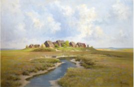 Gundlach, Henry (1884 Tarkastad-1965 Salzhausen/Lüneburg) "Hochsommer auf  Langeneß", Öl/Lw., signi