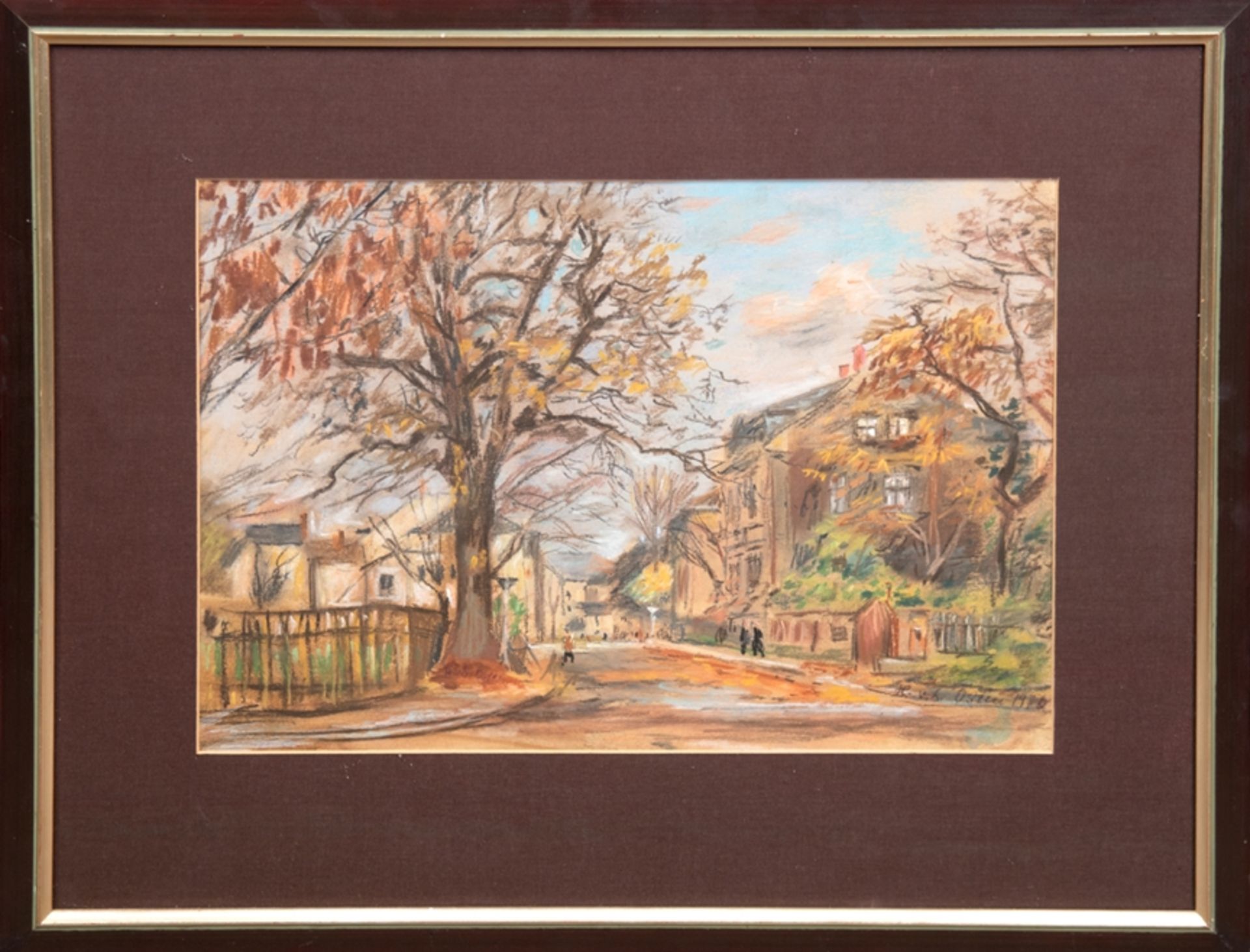 Osten, B. von "Herbsttag", Pastell, sign. u.r. und dat. 1958, 34,5x48,5 cm, im Passepartout hinter  - Bild 2 aus 4