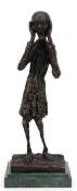 Bronze-Figur "Der Schrei", nach E.Munch, auf Sockel betitelt,  braun gefaßt, Gießermarke "J.B. Depo
