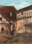Magen, R. (um 1900) "Im Burghof", Öl/Lw., signiert u.r., 33x24 cm, Rahmen