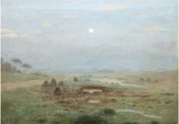 Landschaftsmaler um 1900 "Landschaft auf Fehmarn", Öl/Lw., undeutl. sign. u.r., 44x58 cm, Rahmen