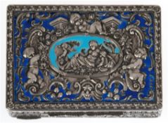 Dose, Frankreich 20er Jahre,  800er Silber, punziert, ca. 71 g, floral reliefierte Seiten, reliefie